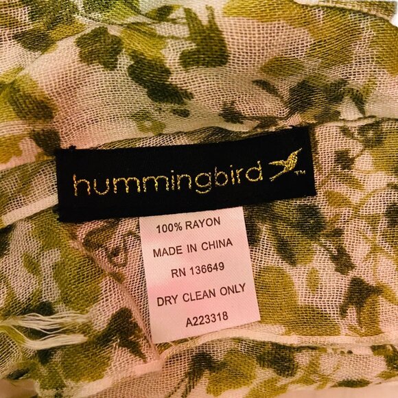 #4813 Hummingbird Large green Rayon carf 72x25 - Picture 6 of 7